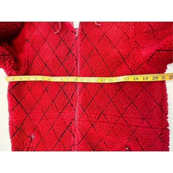 VTG LL Bean Quilted Sherpa Coat Red True Vintage Made in USA Size Medium - Picture 8 of 12